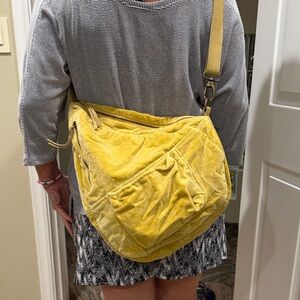 Free People Vaughn Yellow Velvet Sling Bag